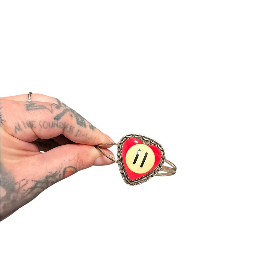11 eleven pool ball Heart-Shaped Red and STERLING CUFF by Sage silver